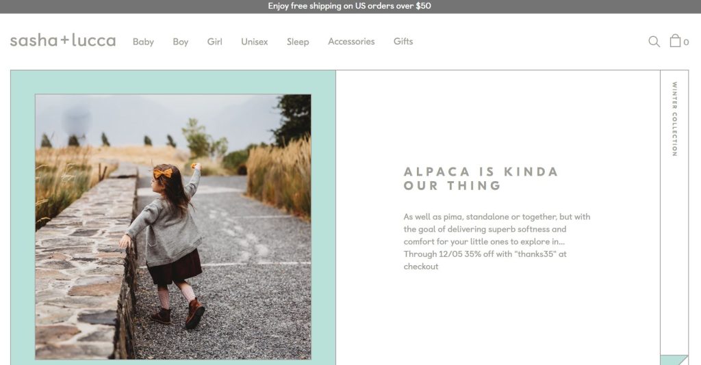 best shopify sites Sasha + Lucca