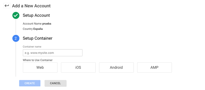 crear cuenta tag manager