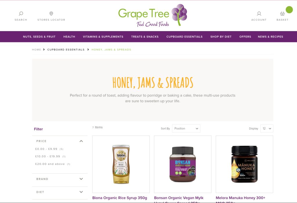 product listing page design