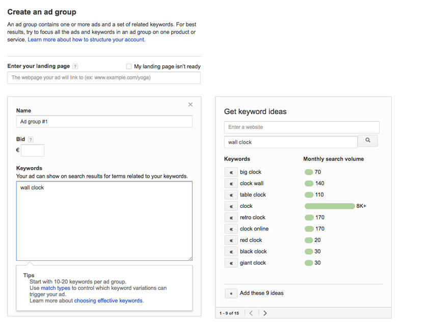 keywords adwords