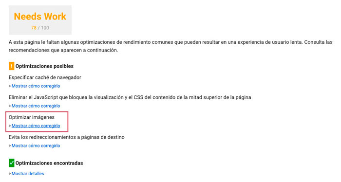 optimizar imagenes google
