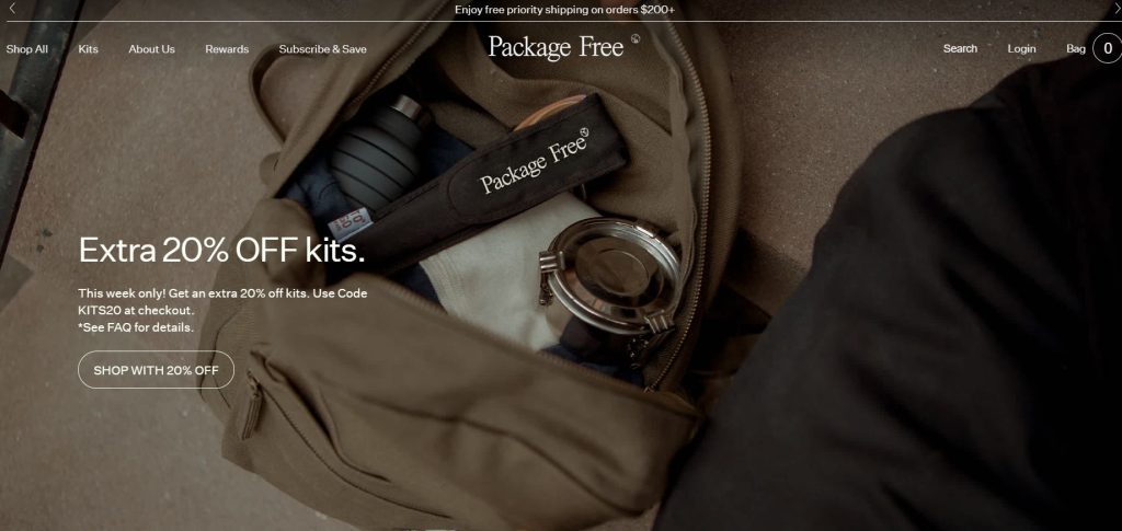 Package Free exemples sites shopify