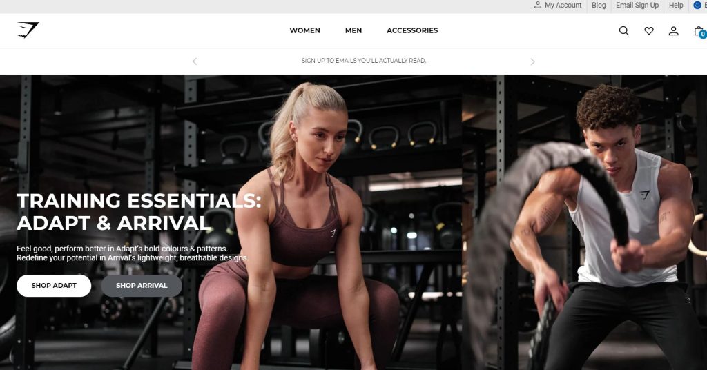 shopify store examples Gymshark
