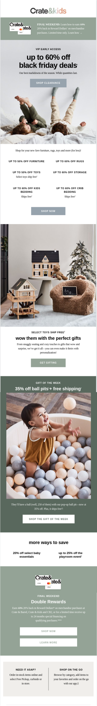 Black Friday Email Examples 10. Crate BarrelS Black Friday Rewards Email black friday email marketing ideas