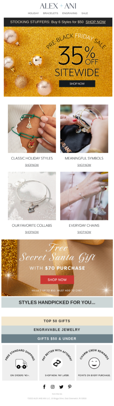 Black Friday Email Examples 17. Alex AniS Pre Black Friday Sale Email black friday emails