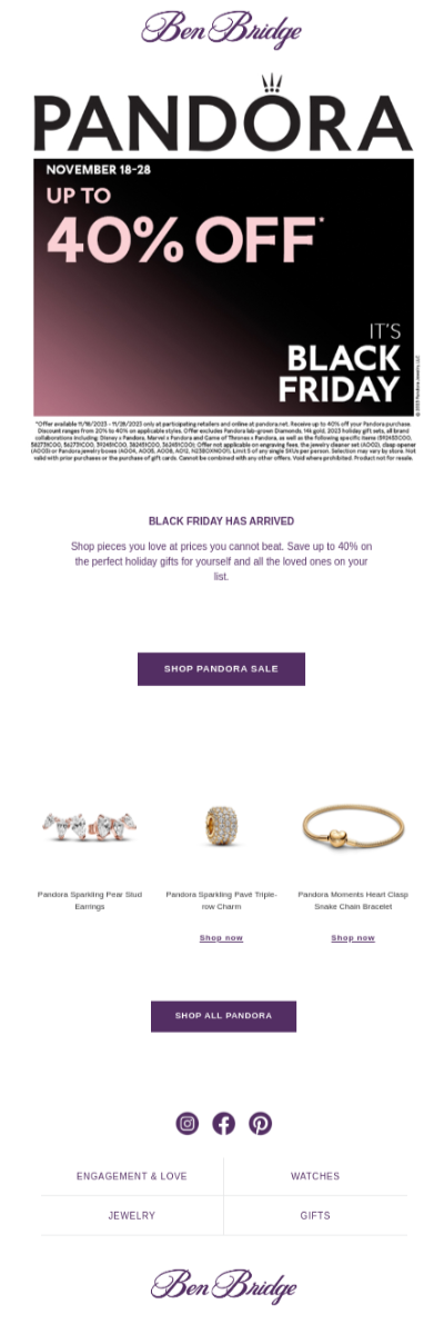 Black Friday Email Examples 18. Ben BridgeS Brand Specific Black Friday Email black friday email marketing