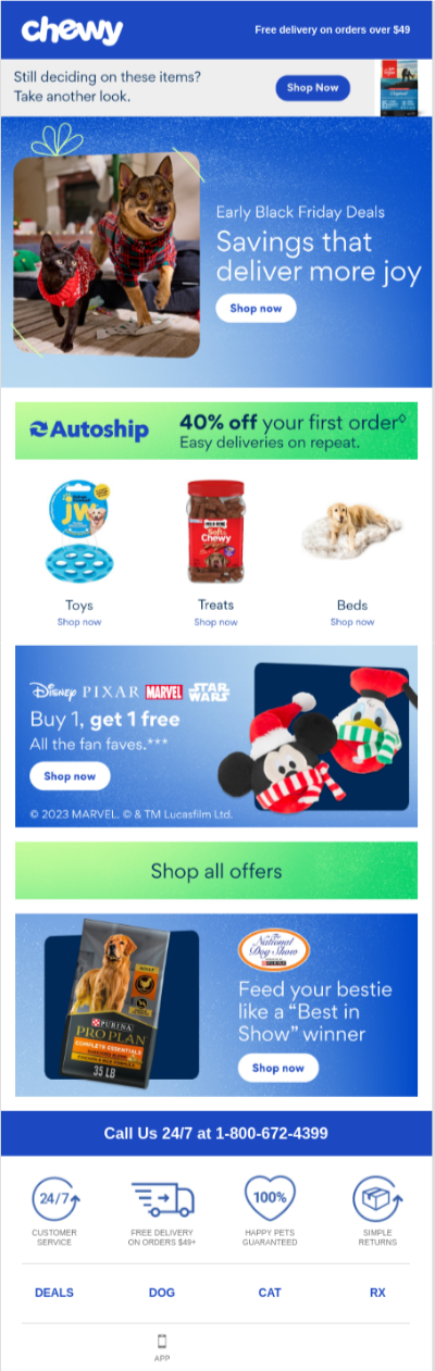 Black Friday Email Examples ChewyS Pet Focused Black Friday Email black friday email examples