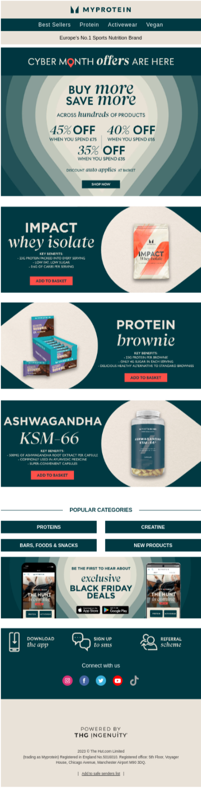 Black Friday Email Examples My ProteinS Cyber Month Email black friday sale email