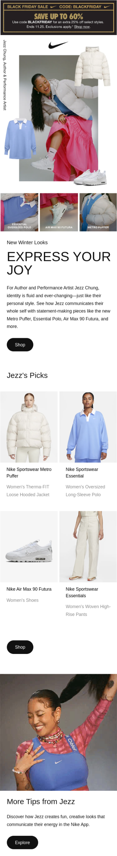 Black Friday Email Examples NikeS Influencer Focused Black Friday Email black friday email marketing