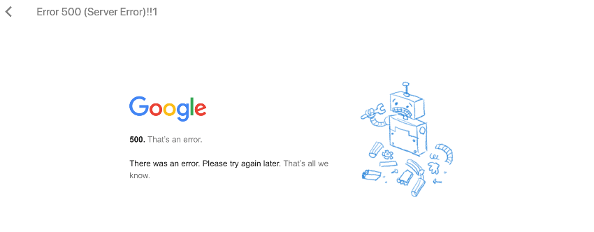 error 500 google