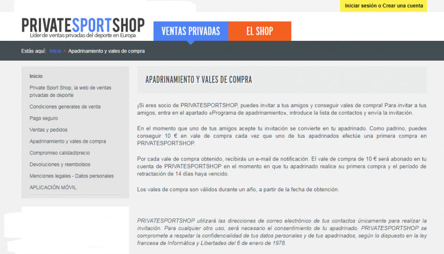 private sport shop example