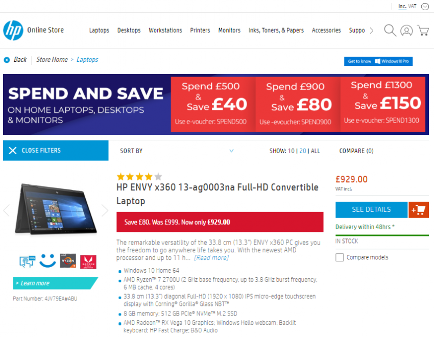 Precios psicologicos en HP en UK