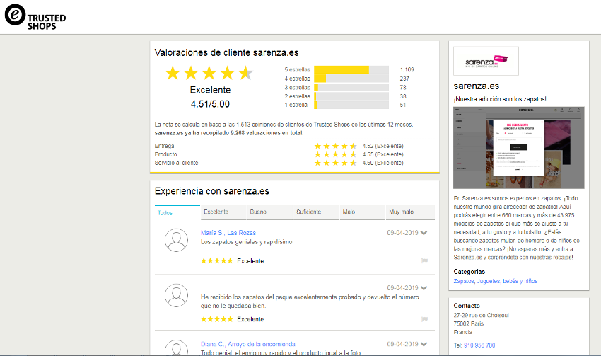 reviews sarenza trusted shops